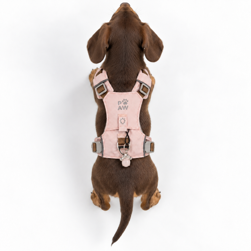 PAW - XS (2-4Kg) Dog Step-in Guardian Harness with Reflective Mesh - Soft Pink - Rose Quartz Charm