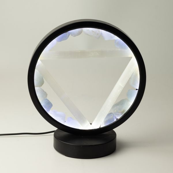 Gemstone Halo Lamp - Water - Aquamarine & Selenite