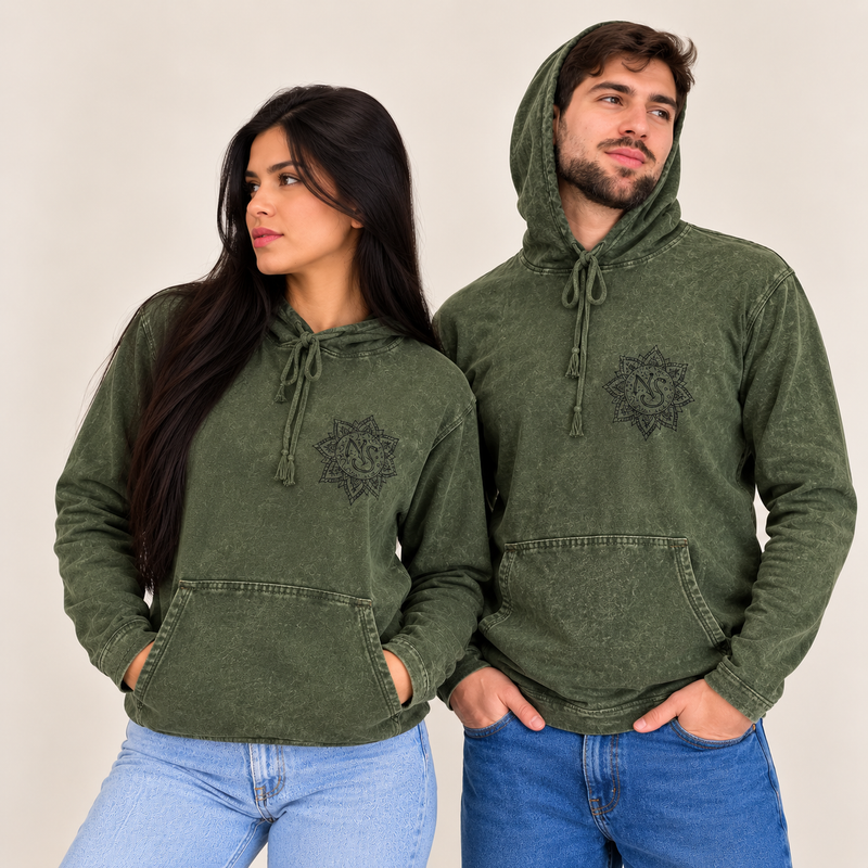 Small Stone Washed Hoody Shirt Kangaroo Pocket - Vintage Teal