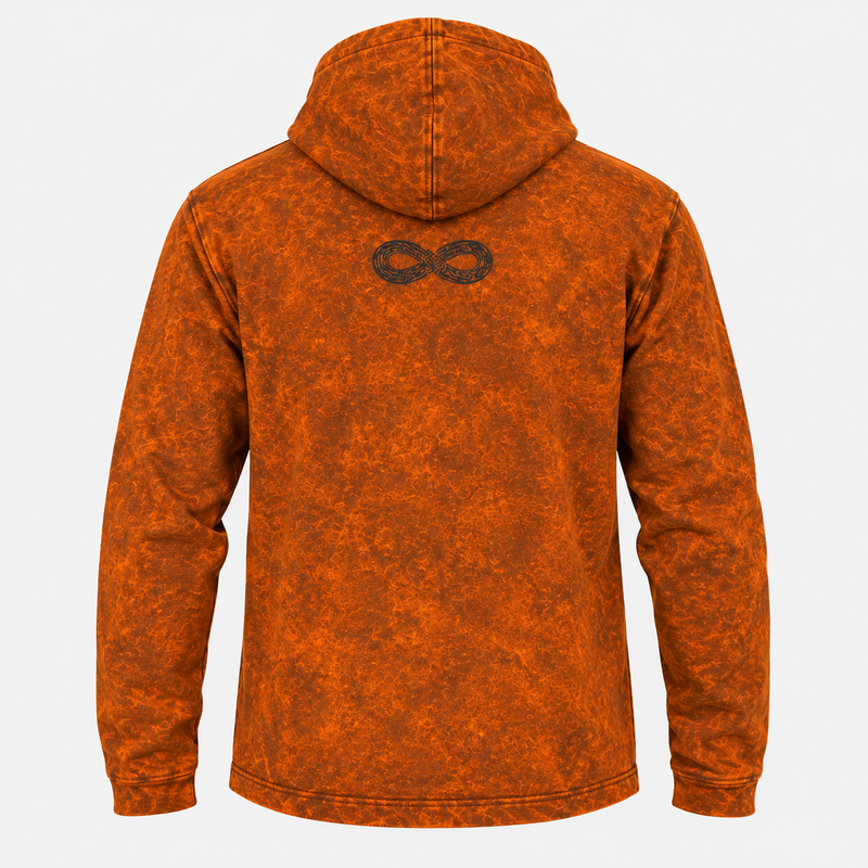 Large Stone Washed Hoody Shirt Kangaroo Pocket - Burnt Orange