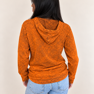 XLarge Stone Washed Hoody Shirt Kangaroo Pocket - Burnt Orange