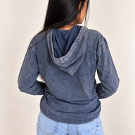 Med Stone Washed Hoody Shirt Kangaroo Pocket -Dusty Lavender