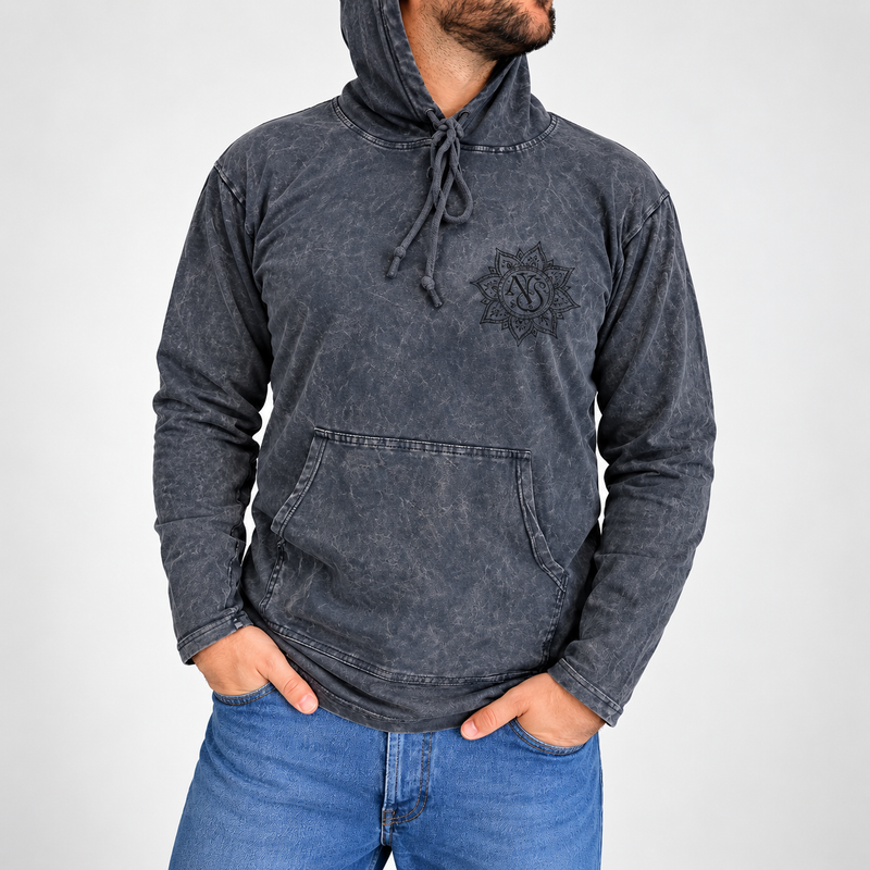 Large Stone Washed Hoody Shirt Kangaroo Pocket - Dusty Lavender