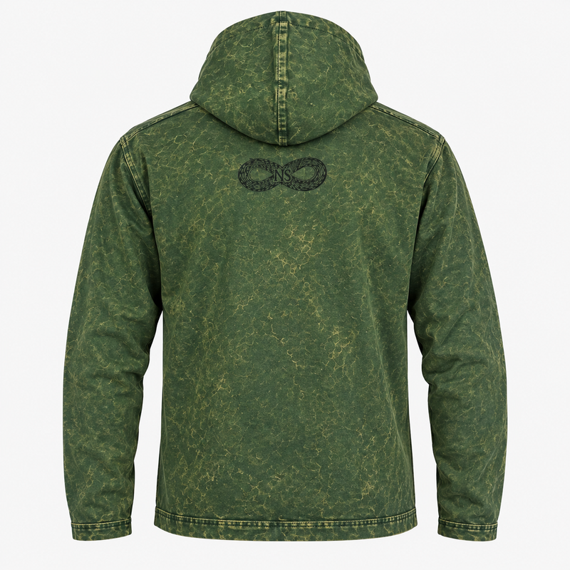 Med Stone Washed Hoody Shirt Kangaroo Pocket -Vintage Teal