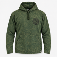 Med Stone Washed Hoody Shirt Kangaroo Pocket -Vintage Teal