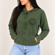 Med Stone Washed Hoody Shirt Kangaroo Pocket -Vintage Teal