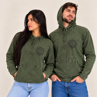 Large Stone Washed Hoody Shirt Kangaroo Pocket - Vintage Teal