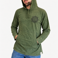 Large Stone Washed Hoody Shirt Kangaroo Pocket - Vintage Teal