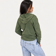 Large Stone Washed Hoody Shirt Kangaroo Pocket - Vintage Teal