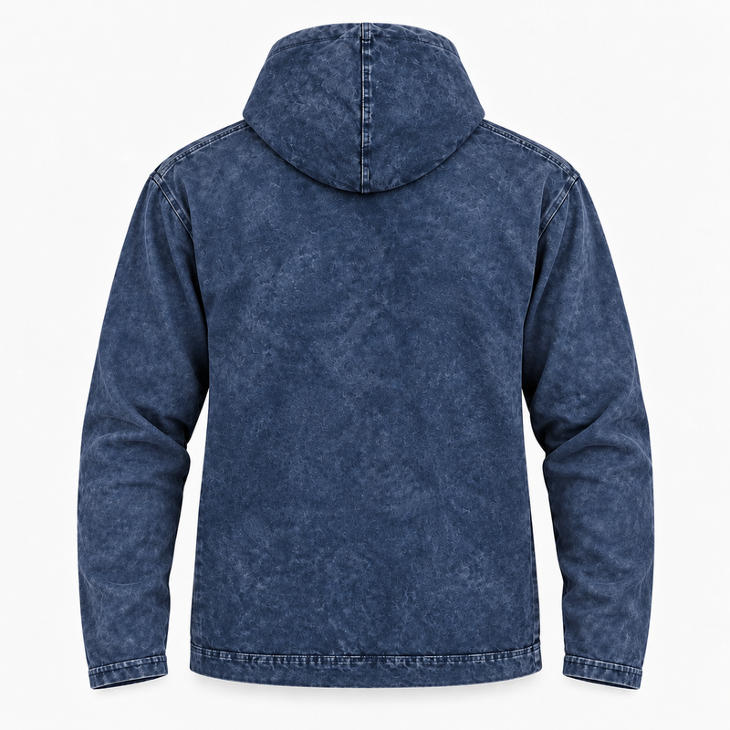 XLarge Stone Washed Hoody Shirt Kangaroo Pocket - Blue Compass of Life