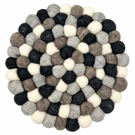 Felt Ball Round Placemat- 20cm Multi  Grey Colour