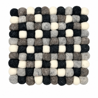 Felt Ball Square Placemat - 20cm Multi  Grey Colour