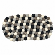 Felt Ball Oval Centre Mat - 38x18cm Multi Grey Colour
