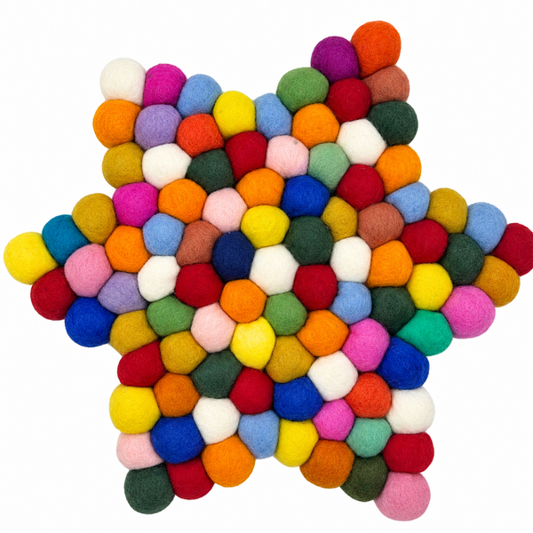 Felt Ball Star Centre Mat - Multi Colour
