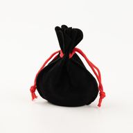 Quality Gothic ROUND Velvet Pouch - Black 12x8cm