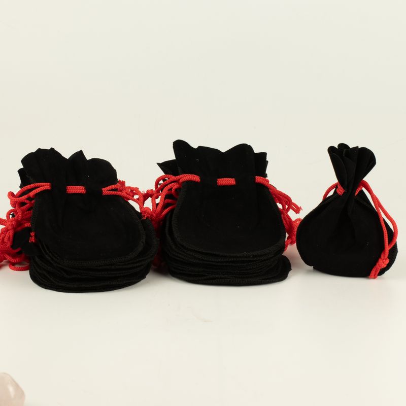 Quality Gothic ROUND Velvet Pouch - Black 12x8cm