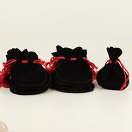 Quality Gothic ROUND Velvet Pouch - Black 12x8cm