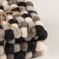 Felt Ball Square Coasters - 10cm Multi Grey colour (set of 4)
