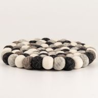 Felt Ball Round Placemat- 20cm Multi  Grey Colour