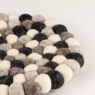 Felt Ball Round Placemat- 20cm Multi  Grey Colour