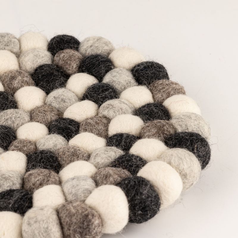 Felt Ball Round Placemat- 20cm Multi  Grey Colour
