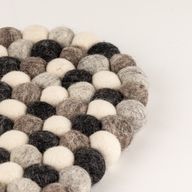 Felt Ball Oval Centre Mat - 38x18cm Multi Grey Colour