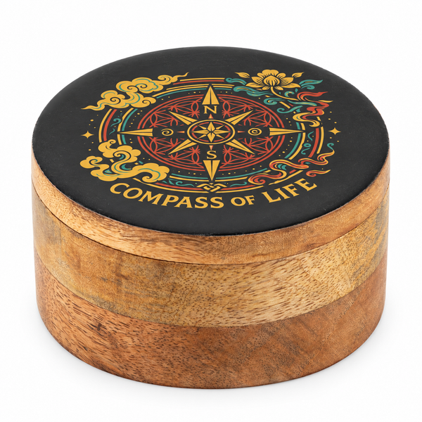 Round Enamelled Box  - Compass of Life