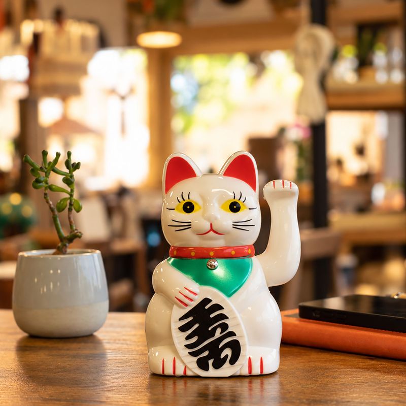 White  Money Cat - 15cm