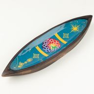 Enamel Incense Bowl - Mango Wood - Mandala