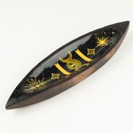 Enamel Incense Bowl - Mango Wood - Triple Moons