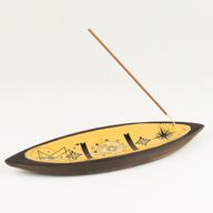 Enamel Incense Bowl - Mango Wood - Hand & Sun (natural)