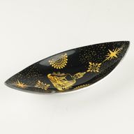 Enamel Incense Bowl - Aluminum - Gold & Black Buddha