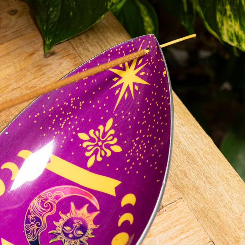 Enamel Incense Bowl - Aluminum - Purple Sun & Moon Phases