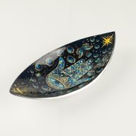 Enamel Incense Bowl - Aluminum - Blue Hamsa