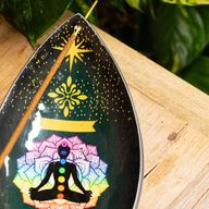 Enamelled  Incense Bowl - Aluminum - Lotus Buddha Chakra