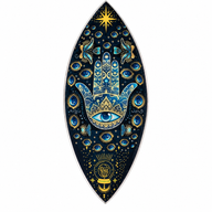 Enamel Incense Bowl - Aluminum - Blue Hamsa