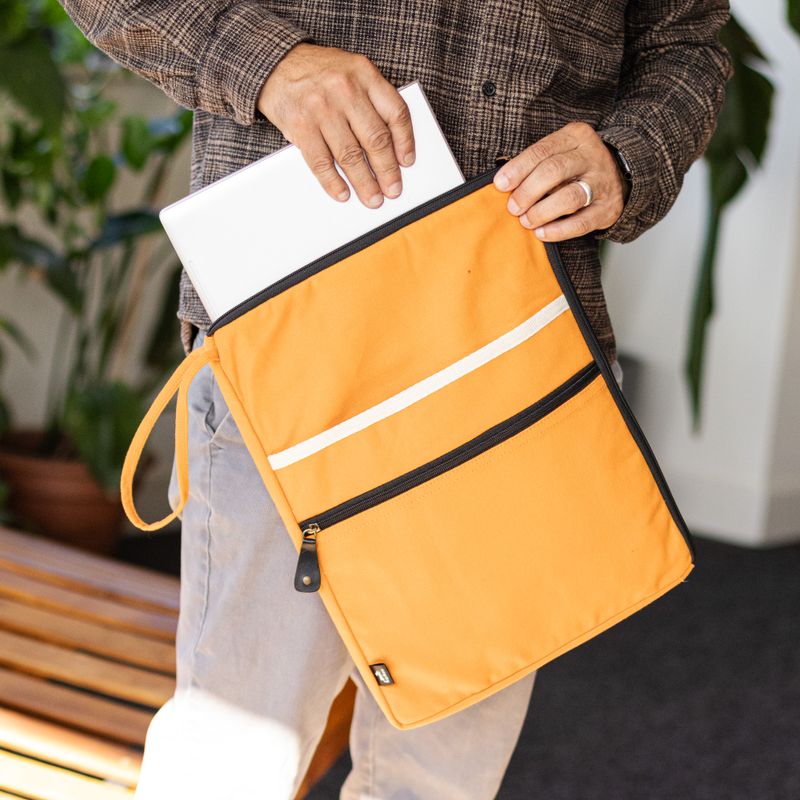 Canvas Large Laptop Pouch - Orange