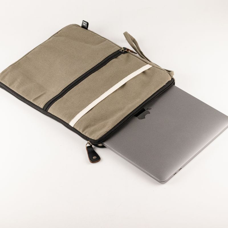 Canvas Travel Laptop Pouch - Olive