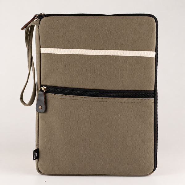 Canvas Travel Laptop Pouch - Olive