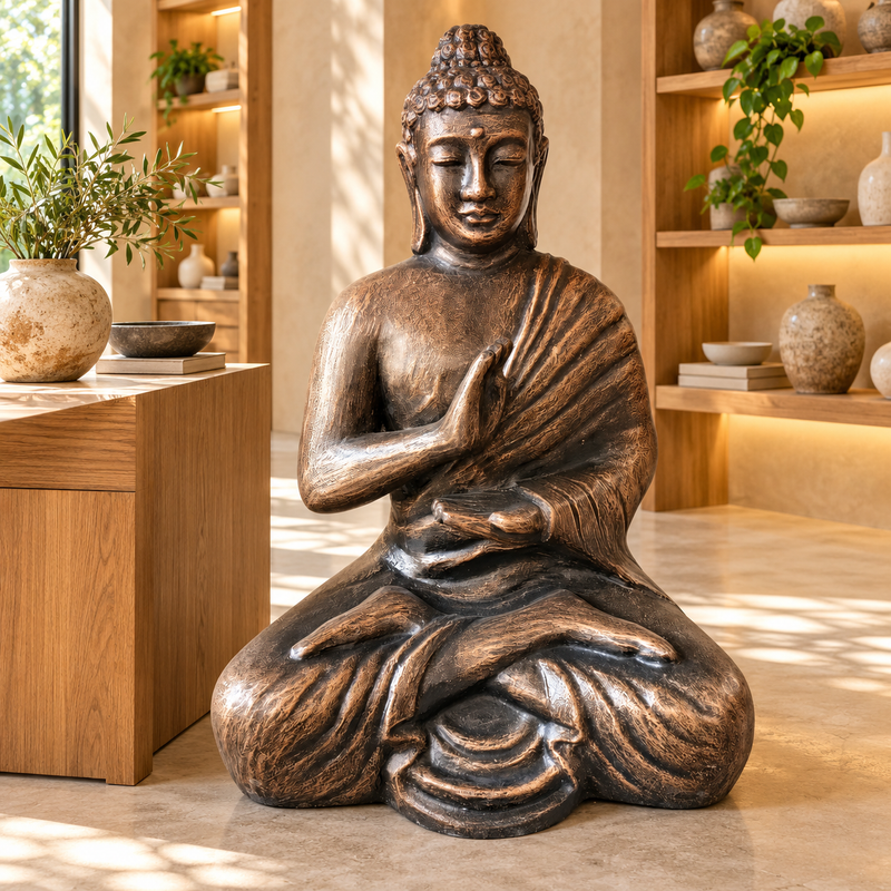 Large Antique Gold Buddha Meditation in Stupa - 1.5m