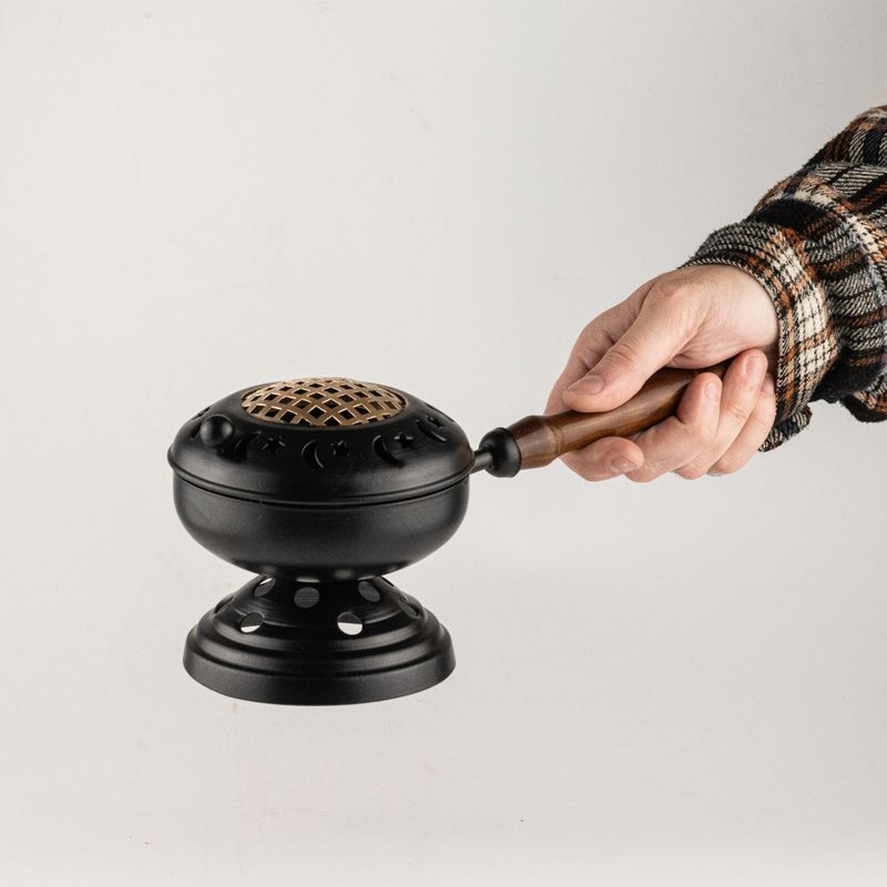 Large Iron Censer on Stand Incense Burner - Gold detail