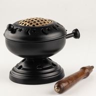 Large Iron Censer on Stand Incense Burner - Gold detail