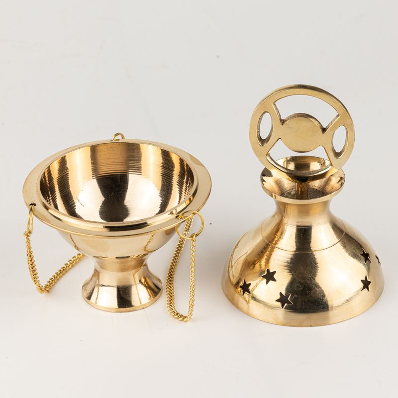 Hanging Brass Incense Burner - Three Phase Moon