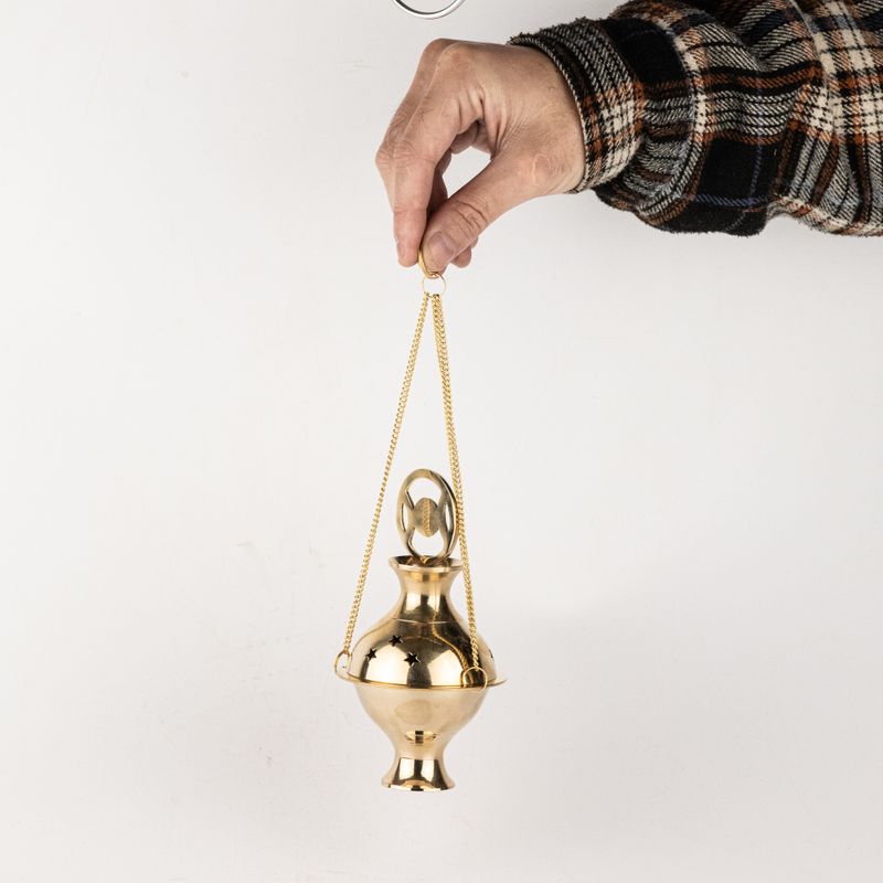 Hanging Brass Incense Burner - Three Phase Moon
