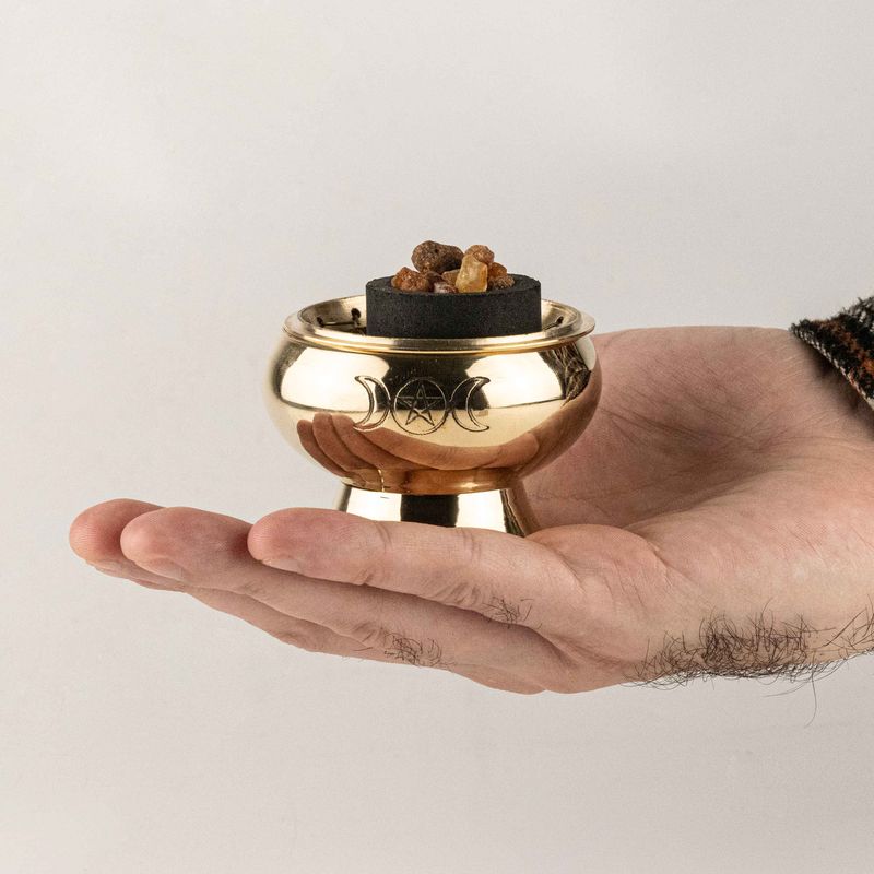 Charcoal Incense Jar - Triple Moon Pentagram