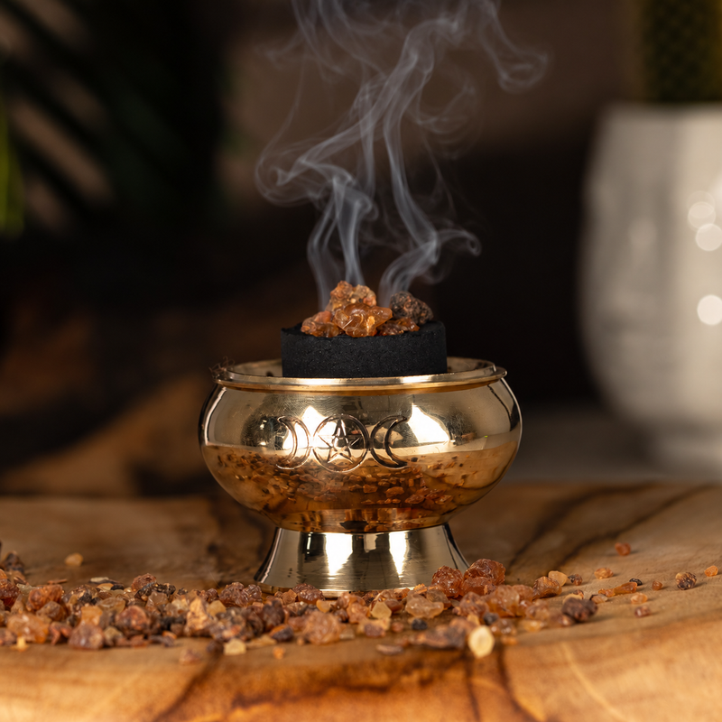 Charcoal Incense Jar - Triple Moon Pentagram