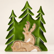 Lost in the Forrest - Stag in the Forrest 3D Wooden Decoration - 23x20cm