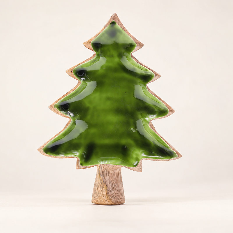 Lost in the Forrest - Enamel Tree Wooden Bowl - 25x19cm