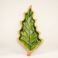 Lost in the Forrest - Enamel Leaf Wooden Bowl - 33x17cm