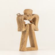 Small Mango Wood Halo Angel - White Enamel